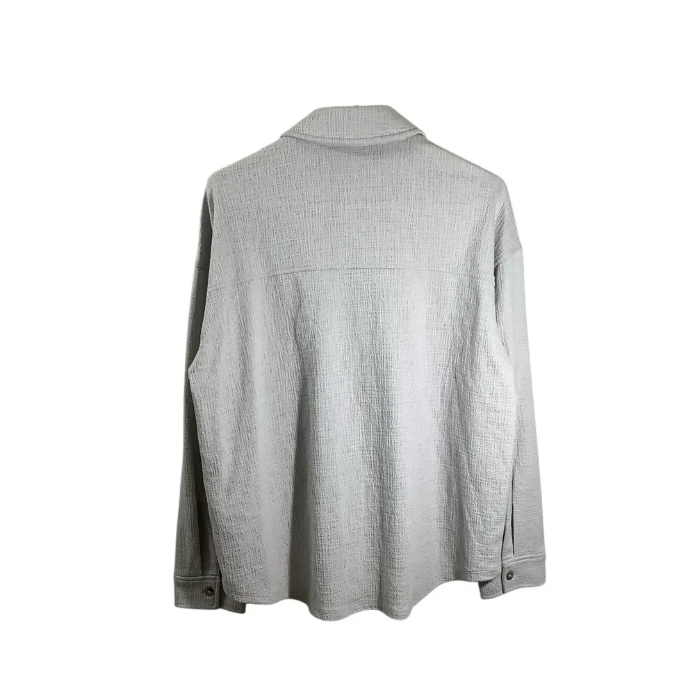 OAK + FORT Women’s Small Button Down Shirt One Pocket Light Weight Shacket Grey